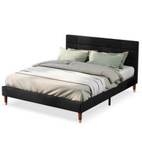 POLSTERBETT 140/200 cm Schwarz mit Kopfteil und Lattenrost - Schwarz, Holz (140/200cm) - OKWISH