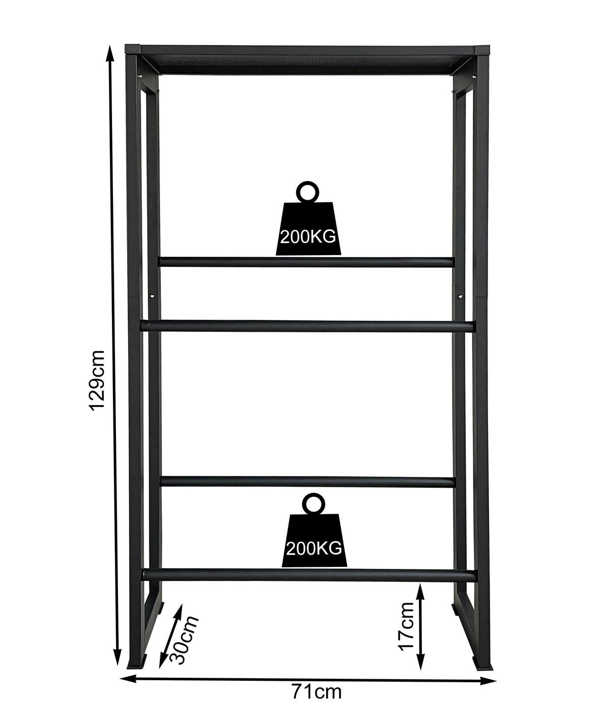GETRÄNKEKISTENREGAL 71x30x129 cm 4 Kästen mit Ablage - Schwarz, Metall (71/129/30cm) - QUICK STAR