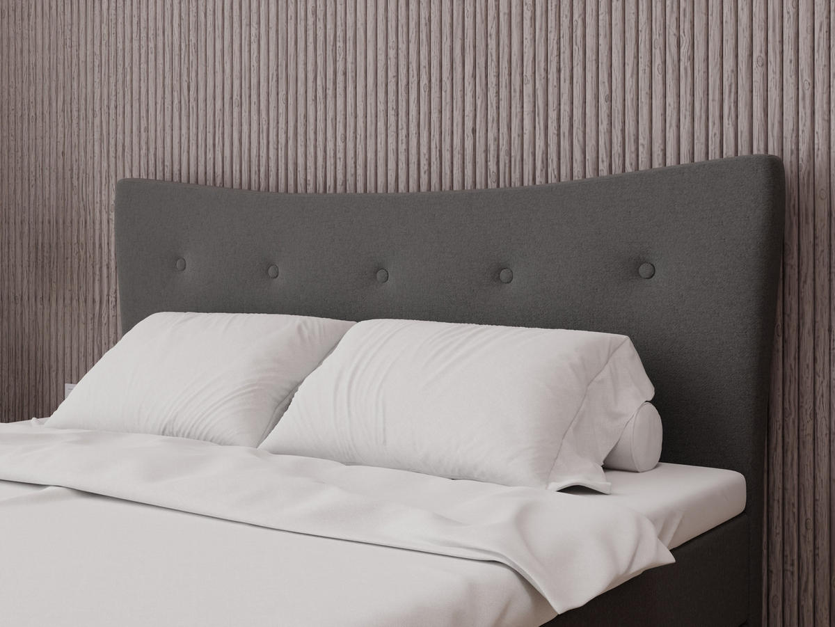 BOXBETT Nevada 180 x 200 cm Doppelbett mit hochwertiger Bonell-Matratze und Topper - Dunkelgrau - Dunkelgrau, Holz (180/200cm) - Panda Möbel