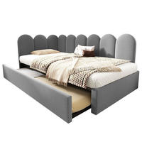 KINDERBETT 90x200 cm mit Ausziehbett，Grau（ohne Matratze） - Grau, Textil/Metall (90/200cm) - KOMHTOM