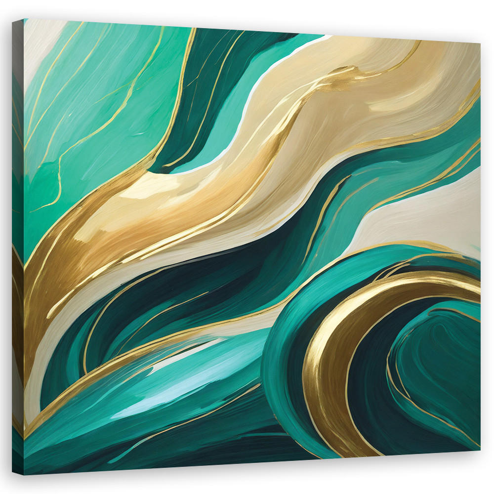 WANDBILD modern abstrakt türkis - Türkis, Textil (50/50cm) - Feeby