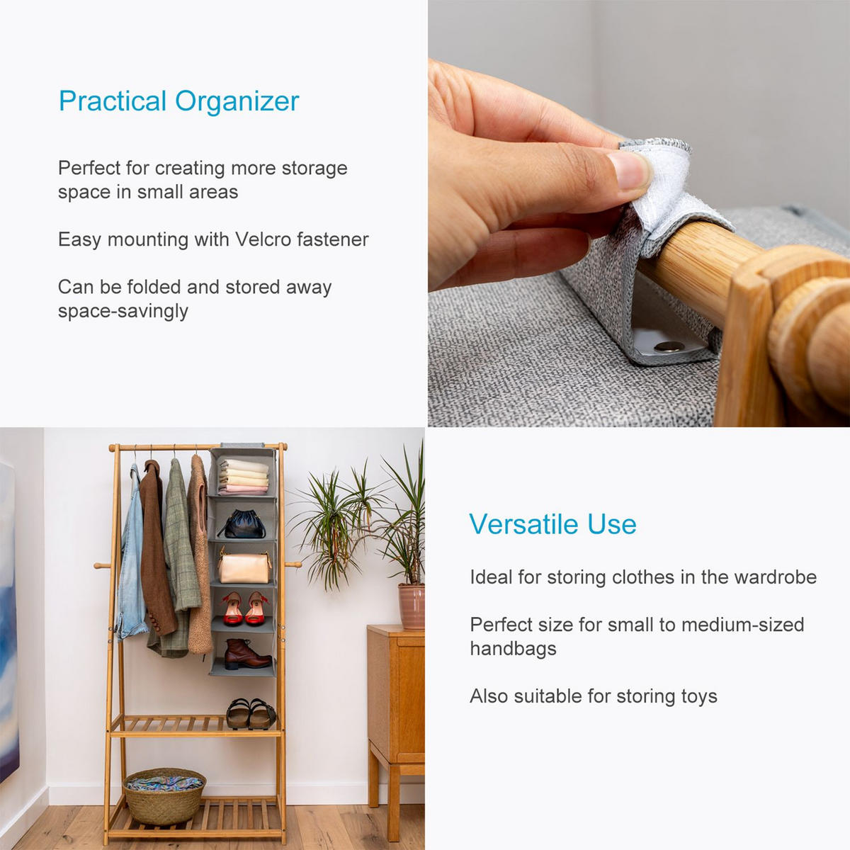 HÄNGEREGAL 28/28/98 cm - Grau, Textil (28/98/28cm) - Intirilife