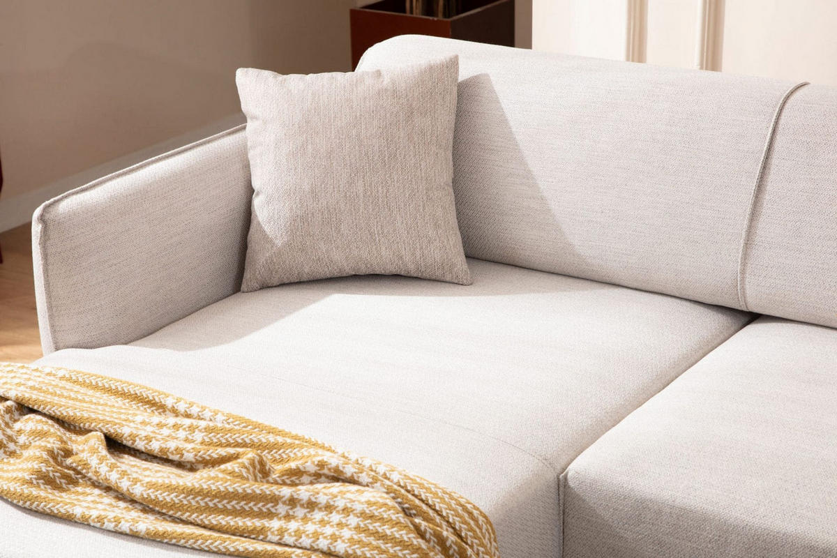 ECKSOFA mit verstellbarer Rückenlehne - Beige/Schwarz, Holz/Kunststoff (270/140cm) - myHomelando