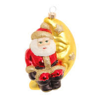 CHRISTBAUMSCHMUCK Santa mit Mond Goldfarbig 12cm (Glas / 1 Stk.) - Goldfarben, Glas (8/12/5cm) - Krebs Glas Lauscha