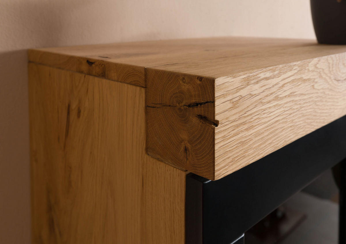 HÄNGEVITRINE Wildeiche 48x35x120 natur geölt ROTTERDAM #110 - Braun, Holz (48/120/35cm) - Massivmoebel24