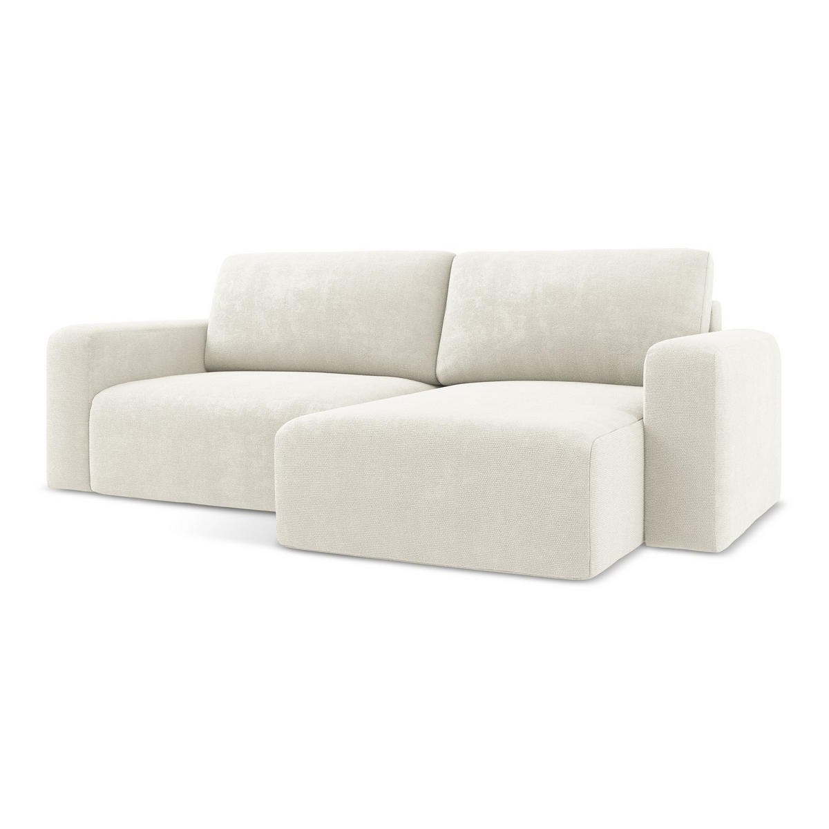 ECKSOFA mit Schlaffunktion rechts Chenille Stoff Weiß - Pink/Schwarz, Kunststoff/Textil (244/149cm) - LaMiaSofa