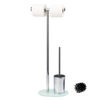 STAND-WC-GARNITUR, weiß, Edelstahl - Weiß, Metall (28.5/72.5/12cm) - bremermann