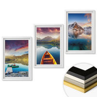 WANDBILDER 3er-Set - 40x60 cm Weißer Rahmen - Seen, Berge, Boote, Frieden - Weiß, Kunststoff (40/60cm) - ArtPrintCave