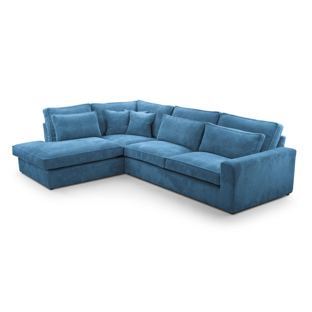 ECKSOFA Parma ohne Schlaffunktion, Cord-Stoff, Blau, Links - Blau/Schwarz, Textil (314/224cm) - Beautysofa