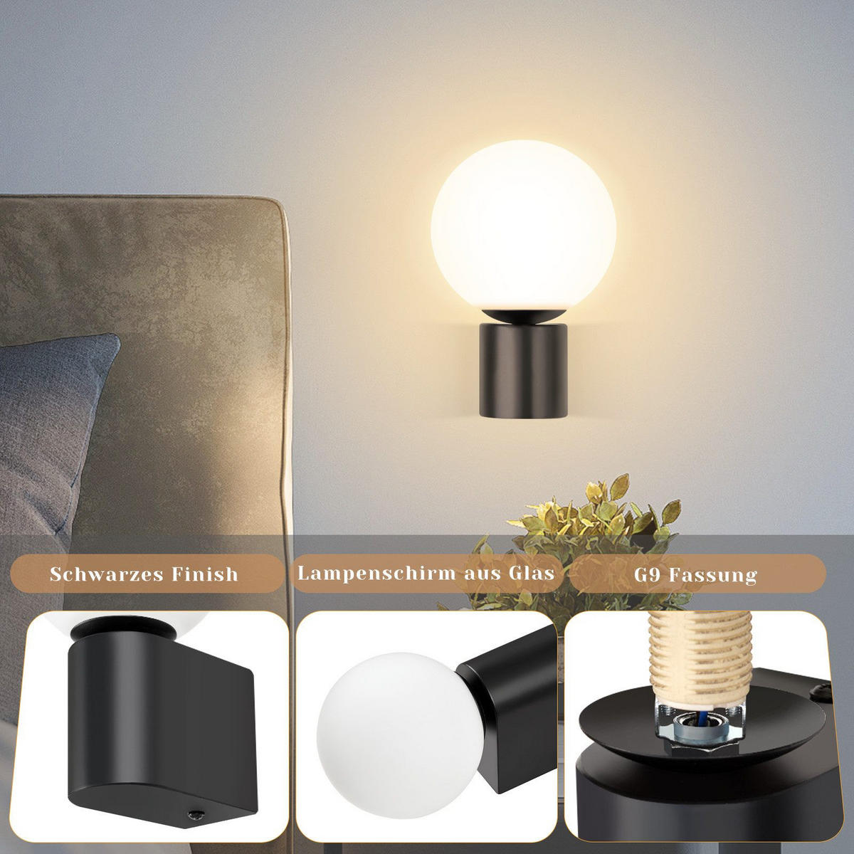 WANDLEUCHTE Resistor 11.5/10.5/16 cm - Schwarz, Metall (10.5/16/11.5cm) - ZMH