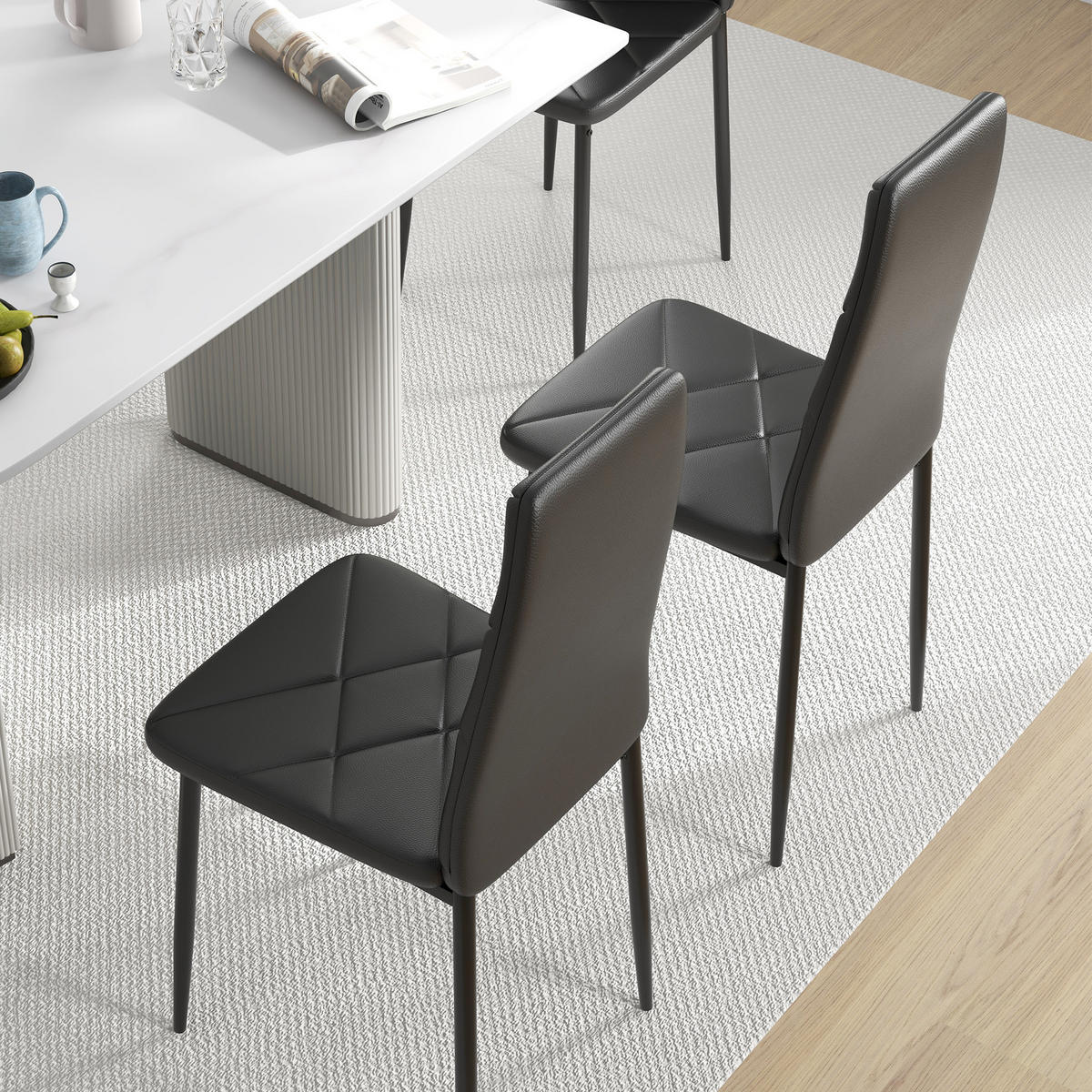 ESSZIMMERSTÜHLE 2er-Set DE-13329 hohe Rückenlehne Schwarz - Schwarz, Metall (50/97/41cm) - ComfortXL