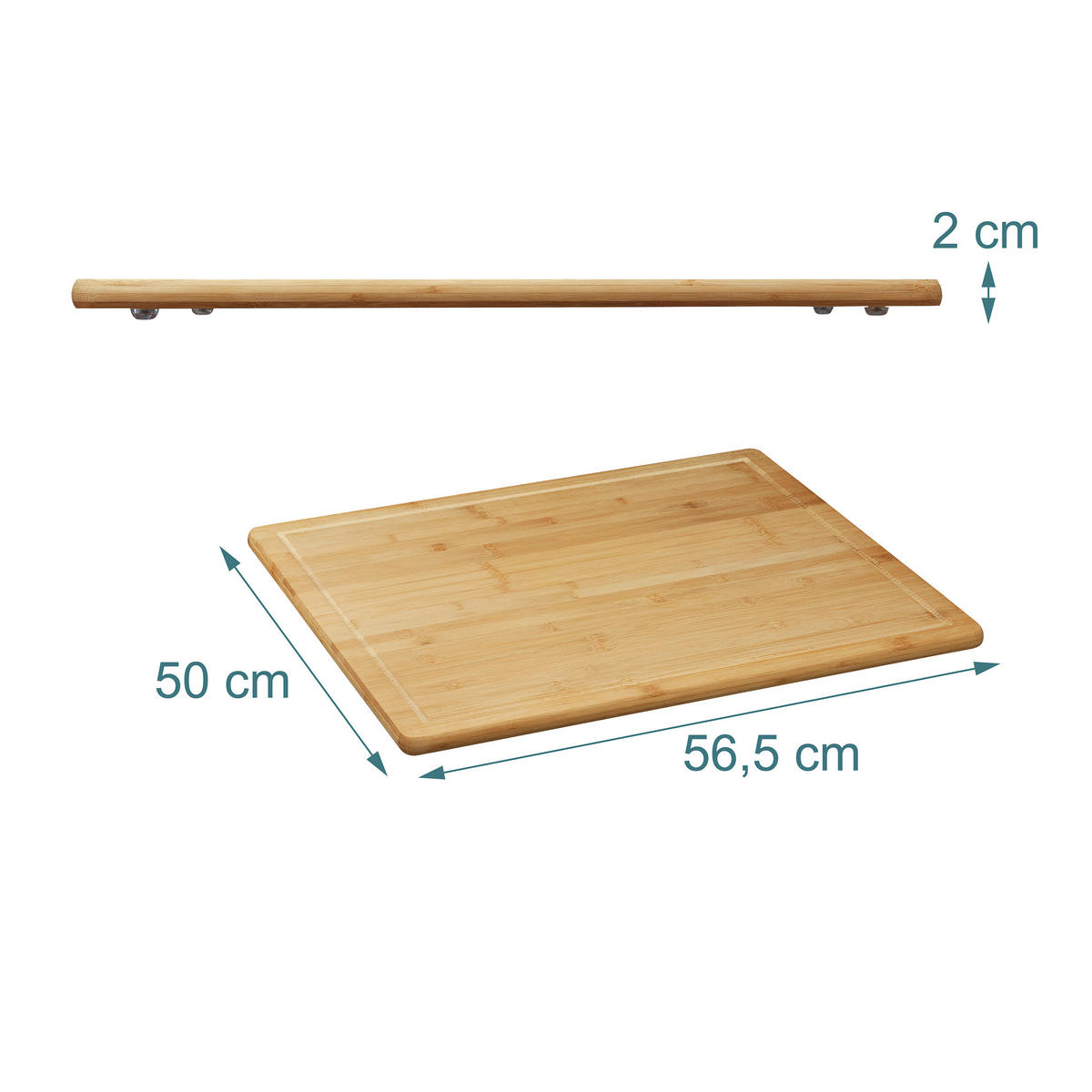 SCHNEIDEBRETT Natur Bambus Saftrille 56,5x50 cm - Hellbraun, Holz (56.5/50cm) - Relaxdays