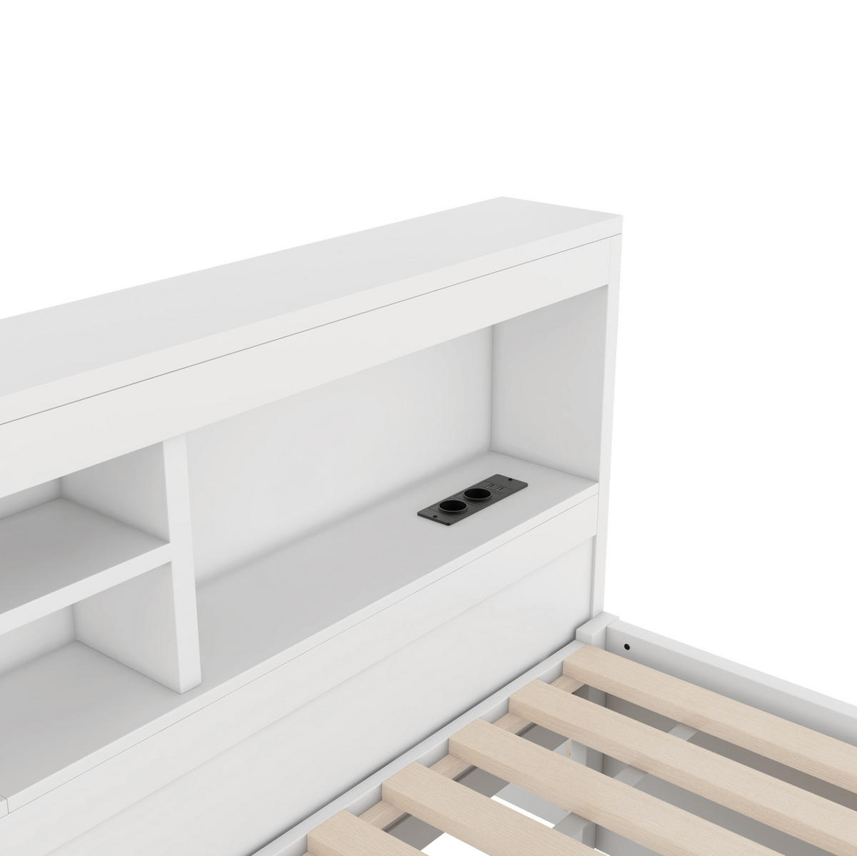 POLSTERBETT aus Spanplatte und MDF 90x200 cm in Weiß mit LED, USB & Ausziehbett - Weiß, Holzwerkstoff (90/200cm) - Modfu