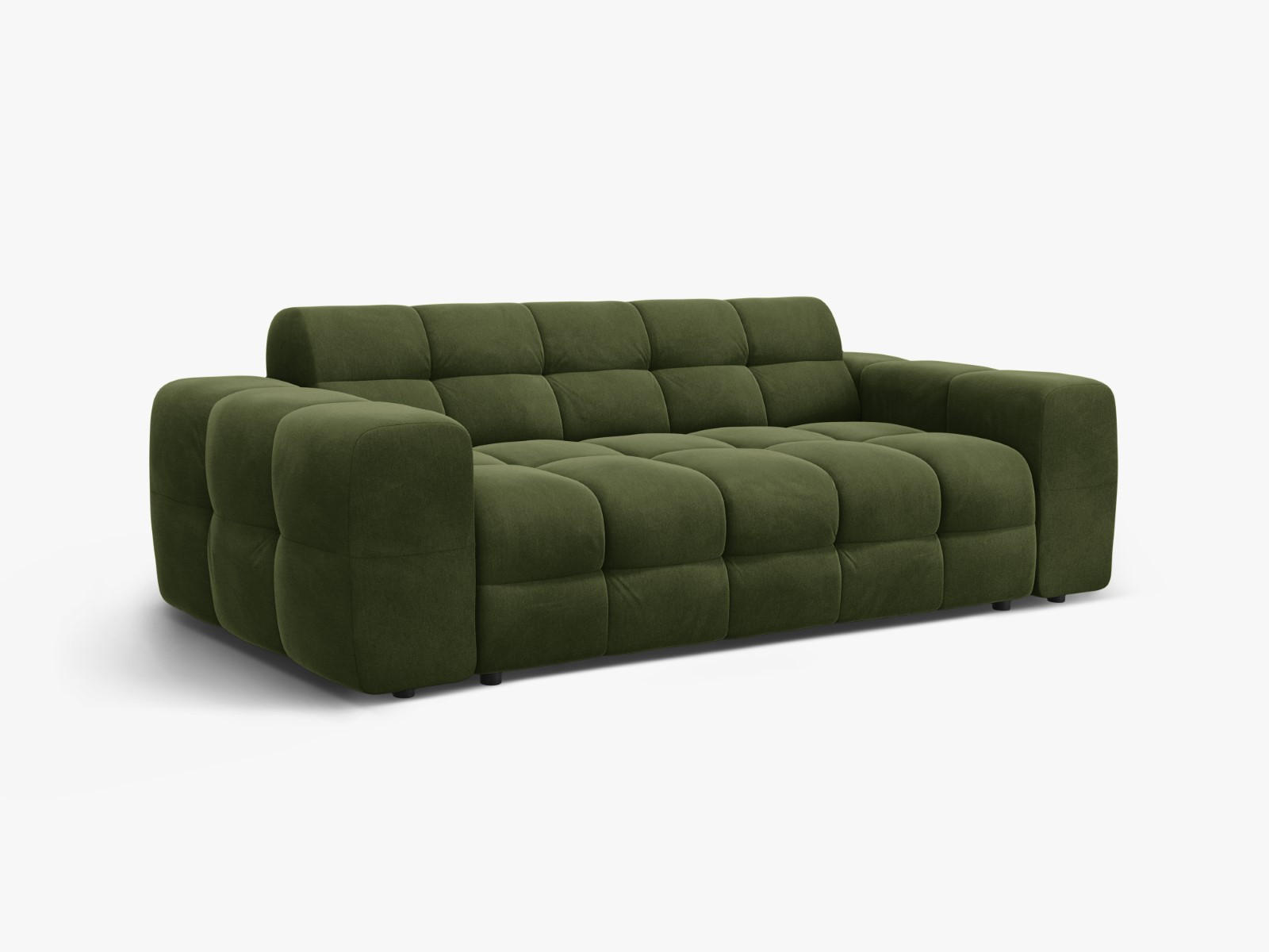 SOFA Kendal aus Samt armeegrün 3 Sitzplätze - Olivgrün, Textil (103/79/222cm) - Micadoni
