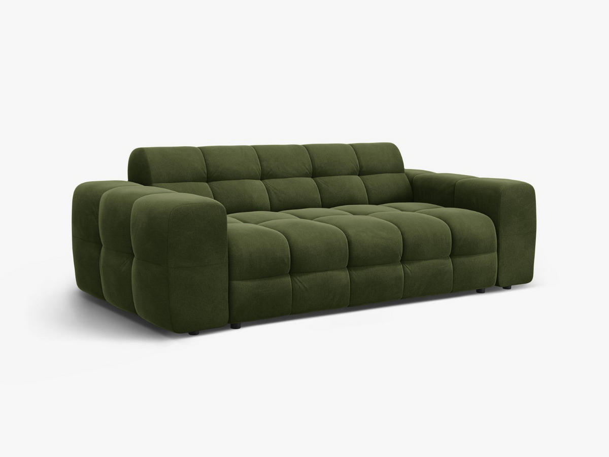SOFA Kendal aus Samt armeegrün 3 Sitzplätze - Olivgrün, Textil (103/79/222cm) - Micadoni