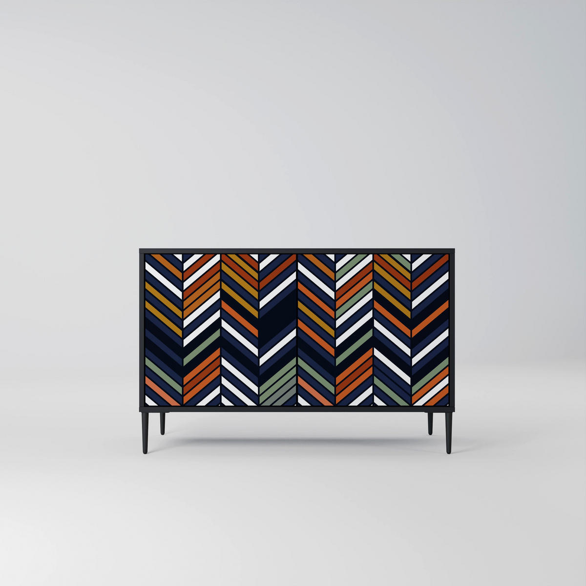 SIDEBOARD VIBRANT PATCHWORK, Eicheneffekt, 111x42x77,5 cm, 2 Türen - Eichefarben/Buchefarben, Holzwerkstoff/Buchenholz (111/77.5/42cm) - SpaceRebels