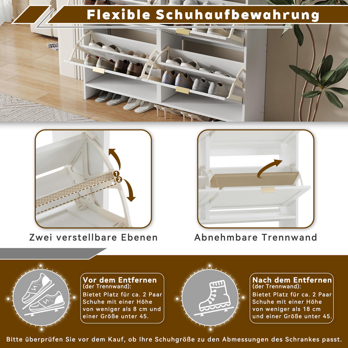 SCHUHSCHRANK Modern freistehend 4 Fächer Weiß 110x24x90cm - Weiß, Holzwerkstoff (24/90/110cm) - FLIEKS