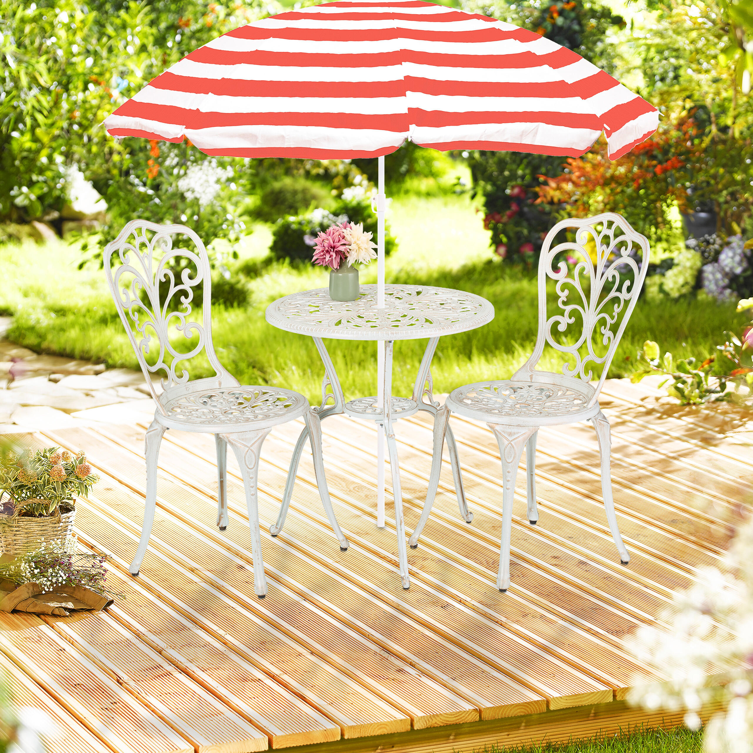 3-TLG.GARTENMÖBEL-SET - Multicolor, Metall - Relaxdays