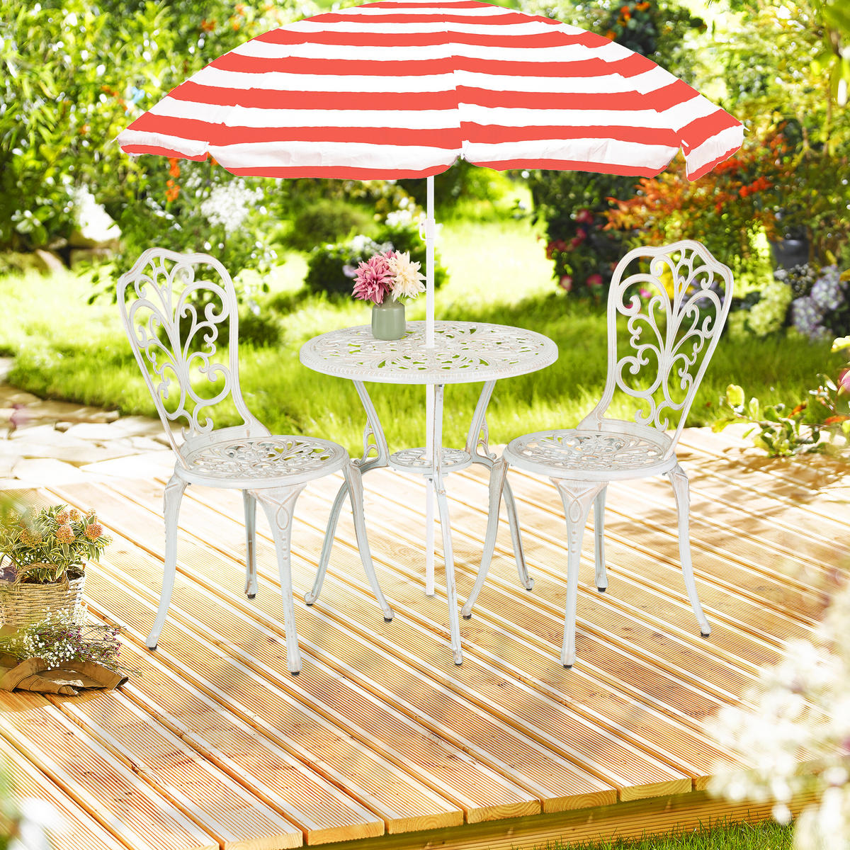 3-TLG.GARTENMÖBEL-SET - Multicolor, Metall - Relaxdays