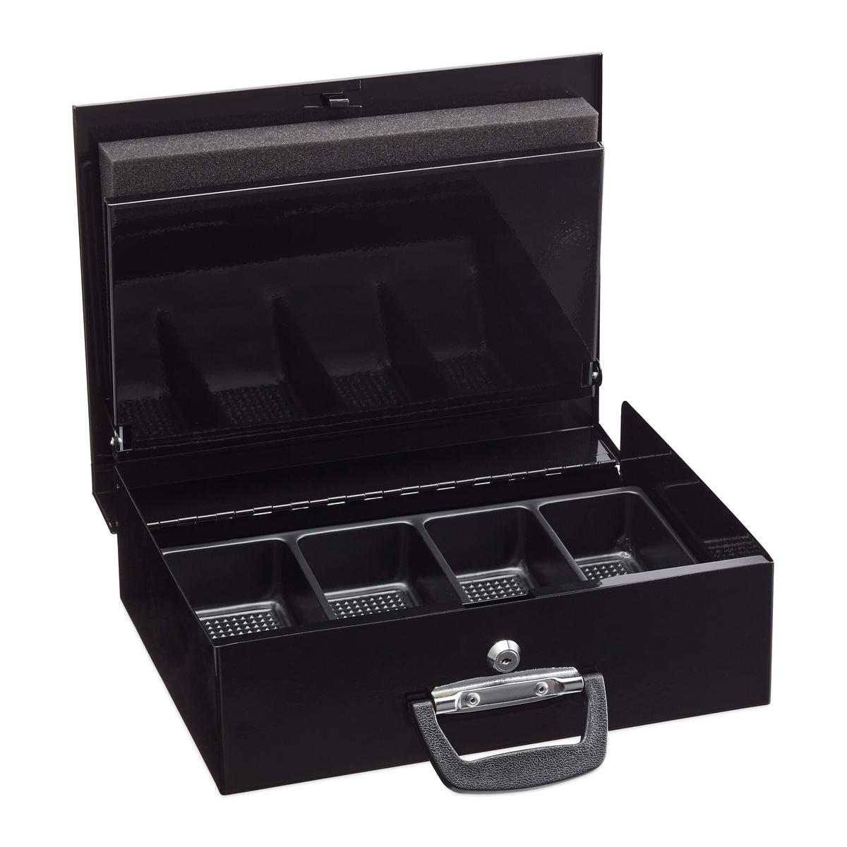 GELDKASSETTE Euro-Münzzählbrett - Schwarz, Kunststoff/Metall (36/11.5/28.5cm) - Relaxdays