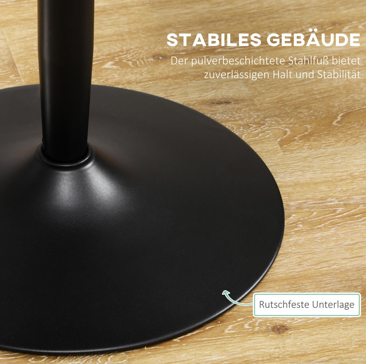 ESSTISCH Ø70/75 cm mit MDF-Tischplatte und Stahlgestell, platzsparend und vielseitig, Schwarz - Schwarz, Metall (70/70/75cm) - Redom