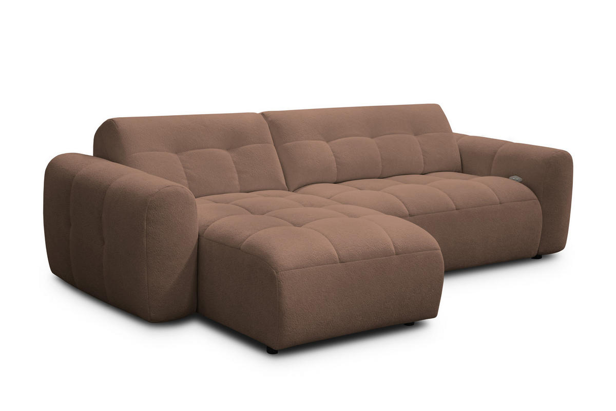 ECKSOFA LUMERO 4-Sitzer LINKS, braun - Schwarz/Braun, Holz/Textil (275/166cm) - Courtois Laville