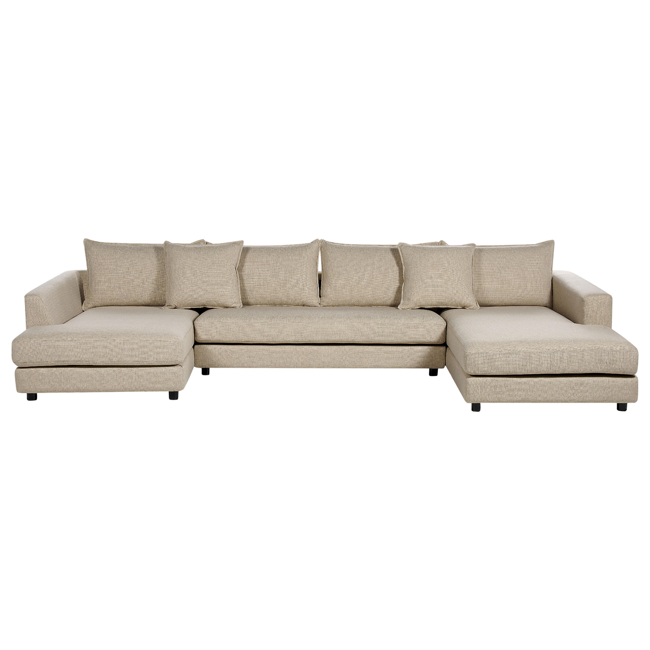 5-SITZER WOHNLANDSCHAFT U-förmig beige Lilviken - Beige/Schwarz, Textil (359/57/194cm) - Beliani