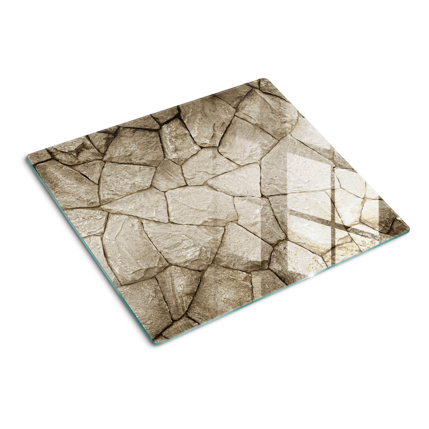 GLASPLATTE 60x52 cm Steinmauer - Beige, Glas (60/0.4/52cm) - TULUP