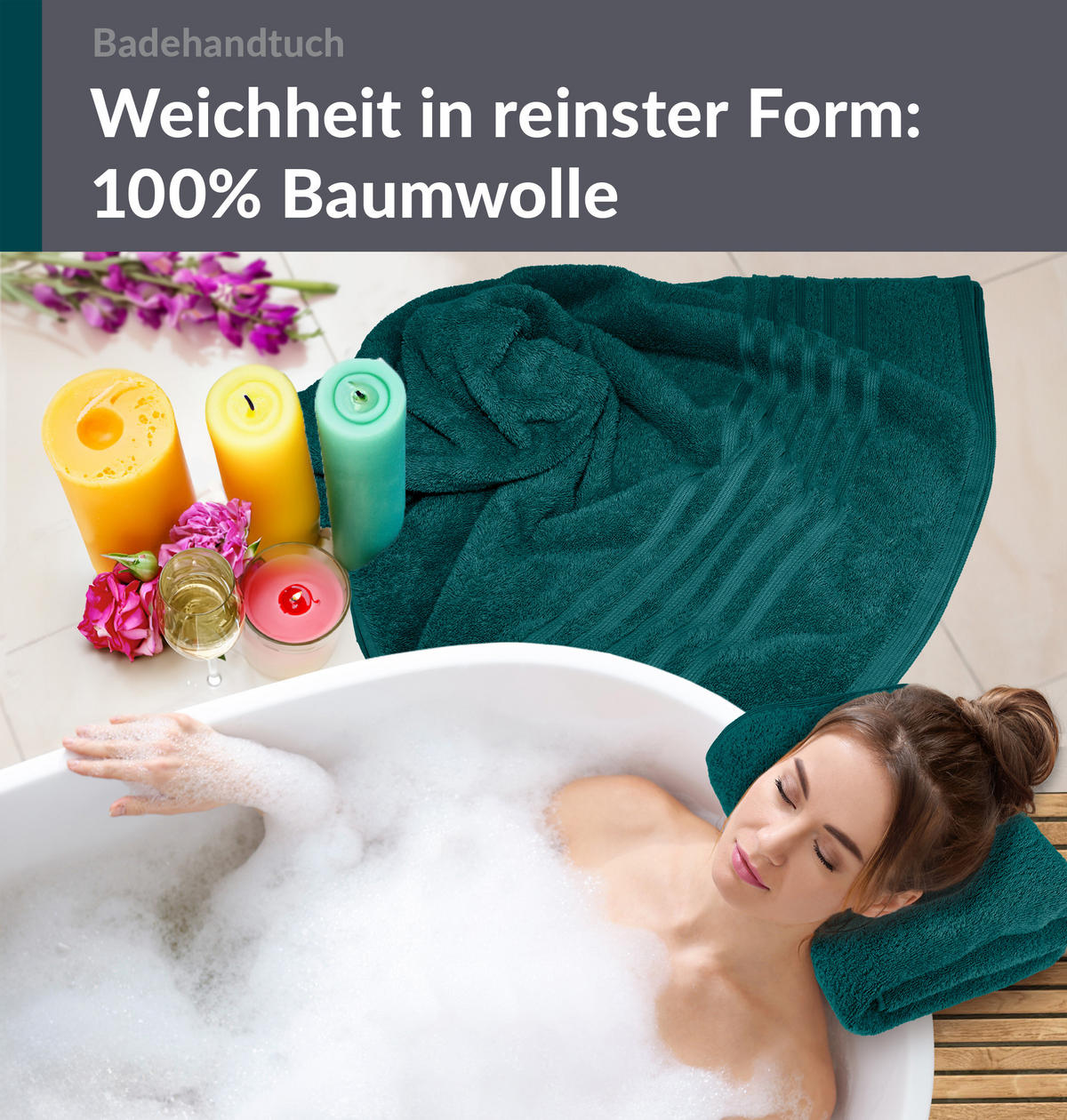 BADETUCH London Opal Grün 2er Set 100x150 - Opal, Textil (100/150cm) - Lashuma