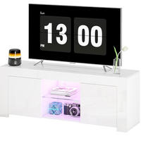 TV-ELEMENT mit LED-Beleuchtung 120 cm Weiß mit Glasregal - Weiß, Glas (34/45/120cm) - Beauniv
