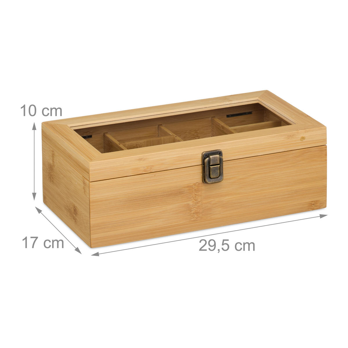 TEEBOX - Hellbraun, Holz/Kunststoff (29.5/10/17cm) - Relaxdays
