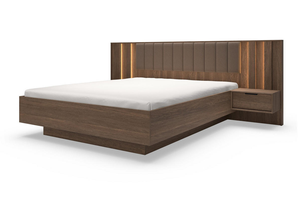 BETT mit Metallrahmen 160x200 Resta, Bettkasten, Eiche Dunin - Eichefarben, Holz/Metall (160/200cm) - Emporius