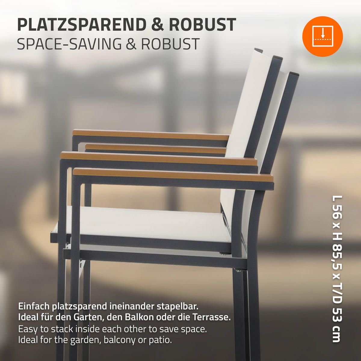 ZÁHRADNÍ ŽIDLE, sada 2 ks, béžová, z textilene s hliníkovou konstrukcí - béžová, kov (56/85.5/53cm) - ML-DESIGN
