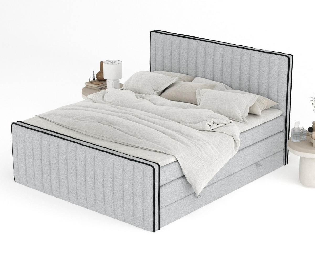 BOXSPRINGBETT Nocturne Hellgrau 160/200 cm - Hellgrau/Schwarz, Holz/Holzwerkstoff (160/200cm) - Maison de Reve