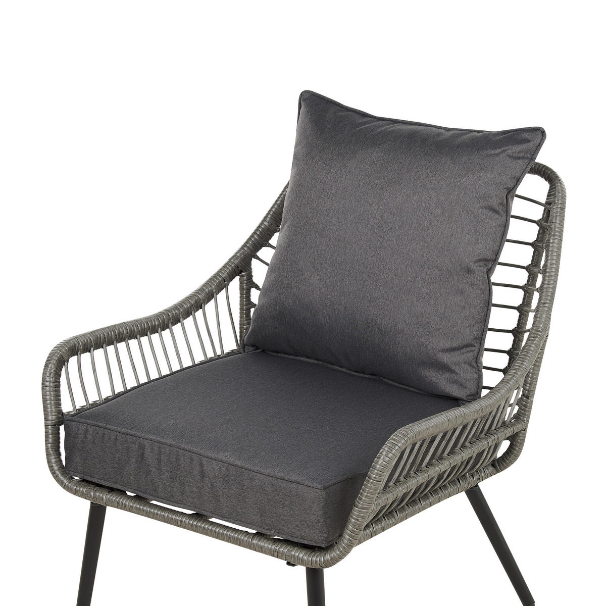 BALKONSET 2-Sitzer Rattan hellgrau Auflagen grau Laureto - Grau, Kunststoff/Textil - Beliani