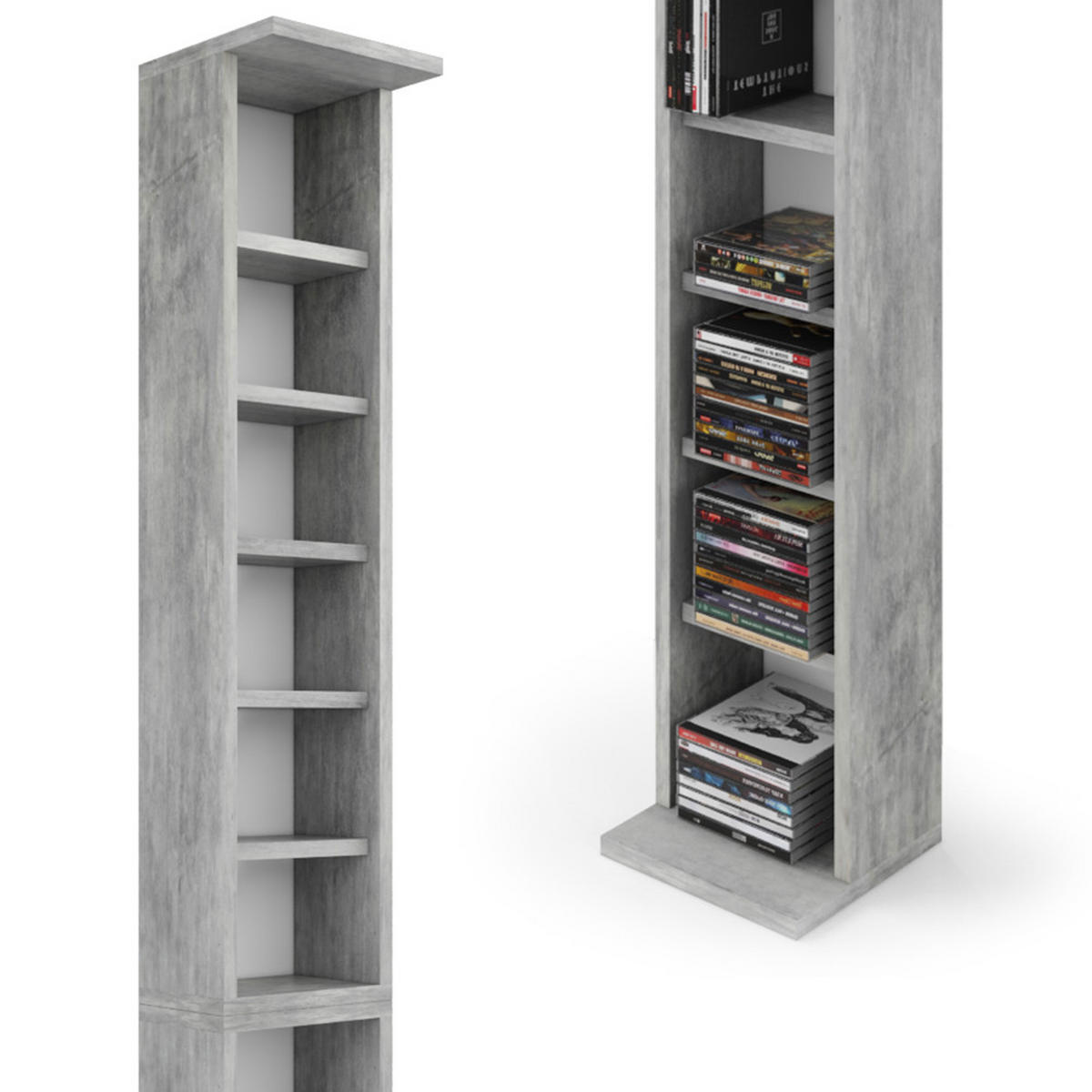 CD-REGAL Beton 21 x 183.6 cm Groß - Schieferfarben, Holzwerkstoff (21/183.6/20cm) - Vicco