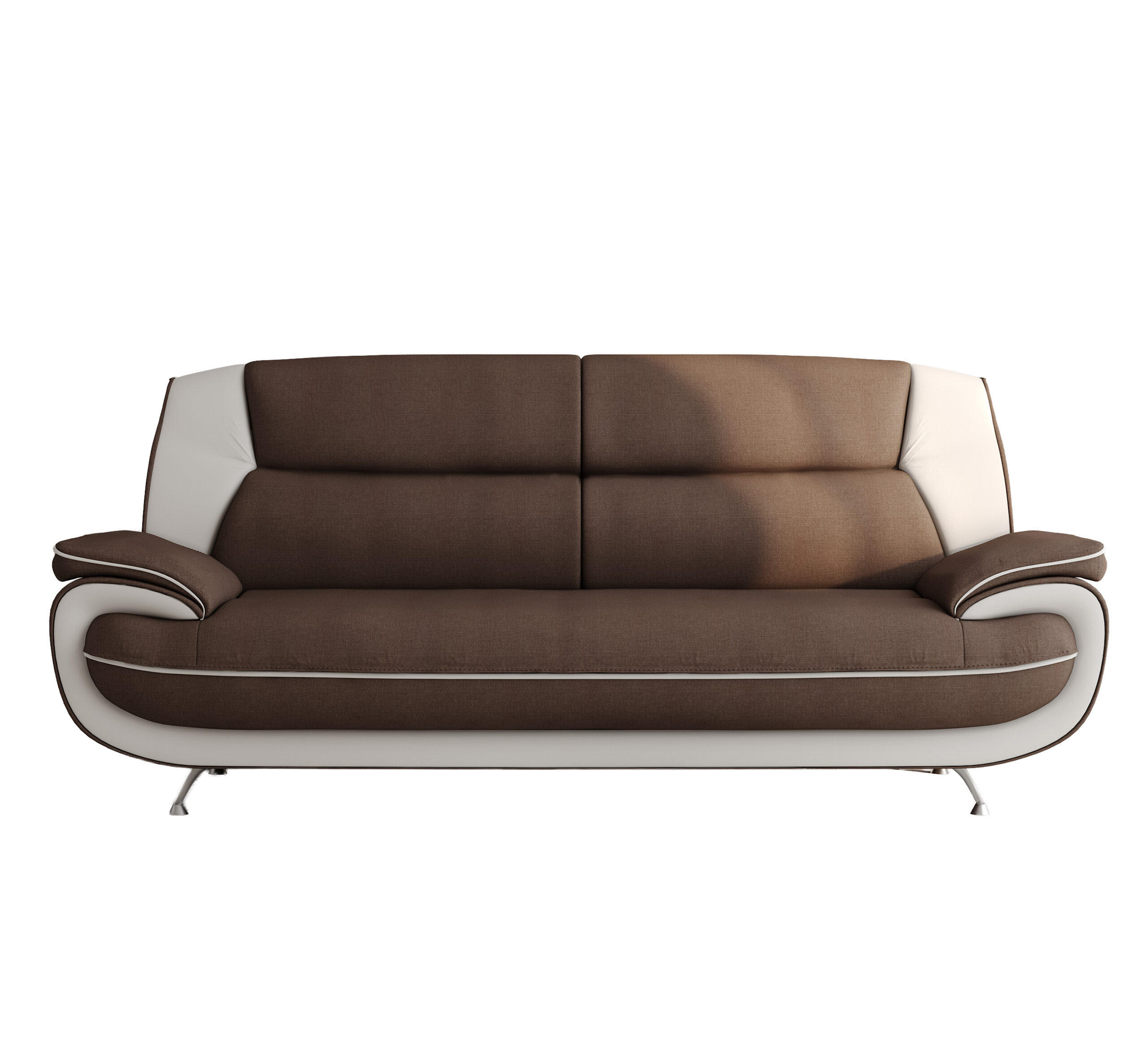 SOFA 3-Sitzer, Stoff Kronos, Braun + Weiß, Palermo - Braun, Holz (198/89/87cm) - Kaiser Möbel