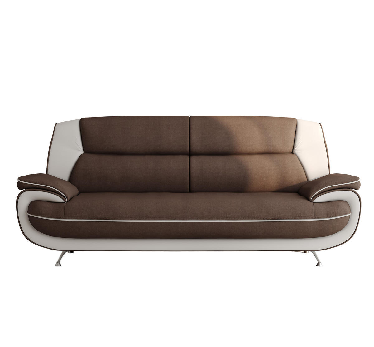 SOFA 3-Sitzer, Stoff Kronos, Braun + Weiß, Palermo - Braun, Holz (198/89/87cm) - Kaiser Möbel