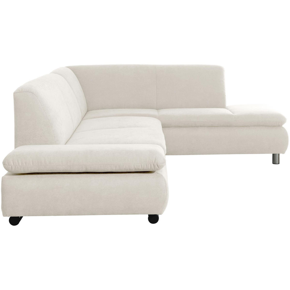 ECKSOFA mit Ottomane rechts Kaye Flachgewebe beige - Beige, Kunststoff (190/270cm) - 58aufmkessel