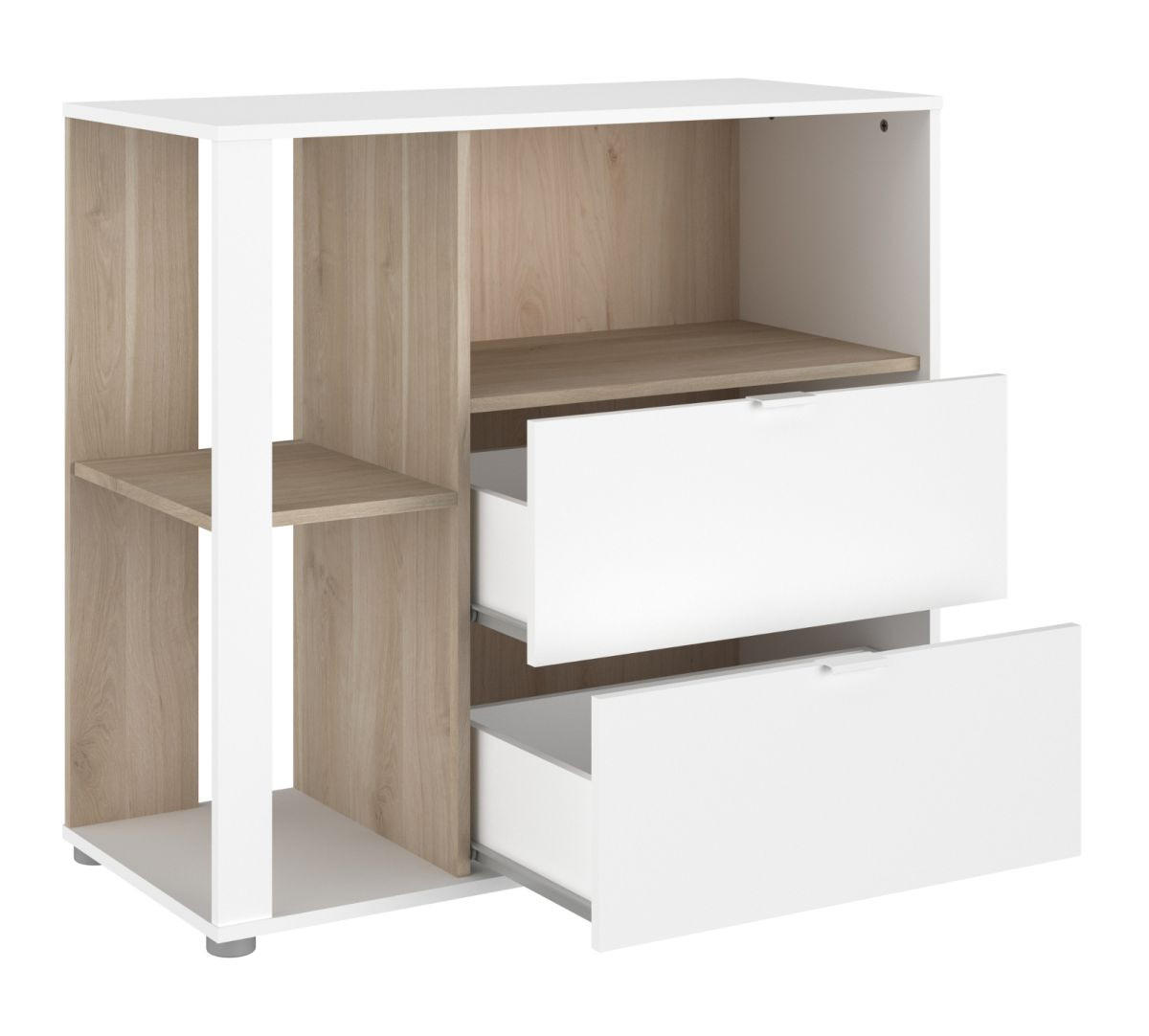 JUGENDZIMMER weiß, Eiche, Komplett-Set 7-teilig mit viel Stauraum - Eichefarben/Weiß, Holzwerkstoff/Kunststoff (145/205/206cm) - Parisot Meuble