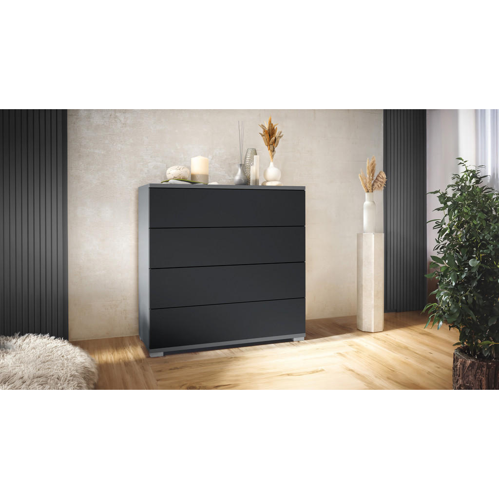 Thumbnail - Vladon Kommode, Schwarz, Holzwerkstoff, 76x76x35 cm, Wohnzimmer, Kommoden & Sideboards, Kommoden