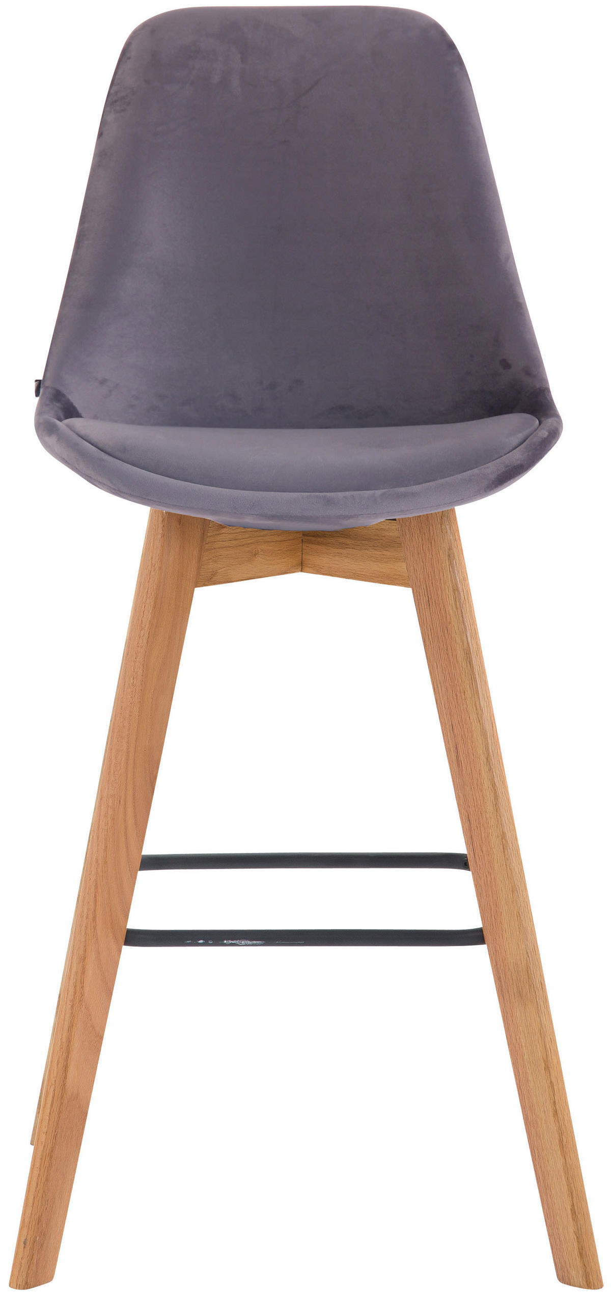 BARHOCKER Samt dunkelgrau - Eukalyptusholzfarben/Dunkelgrau, Holz/Textil (48/112/56cm) - CLP