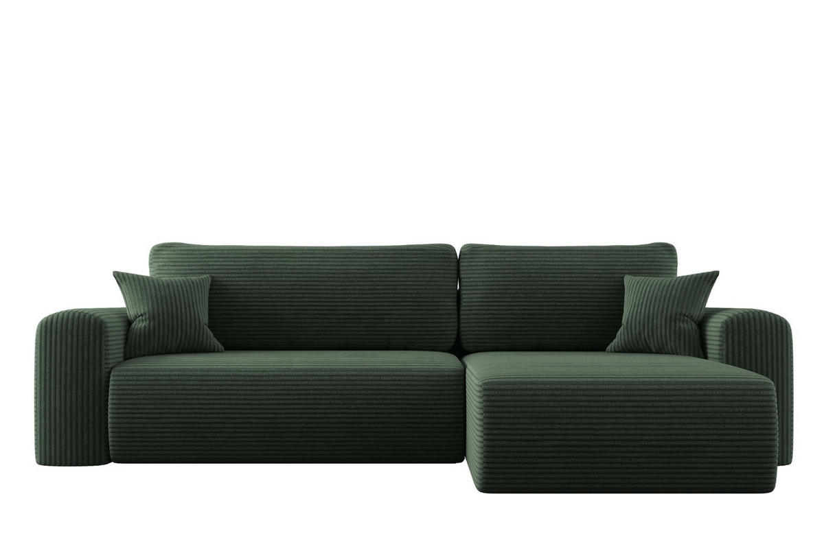 ECKSOFA Mit Schlaffunktion und Stauraum für Bettzeug Capri Stoff Poso Grün Rechts - Grün, Holz/Textil (272/145cm) - Kaiser Möbel