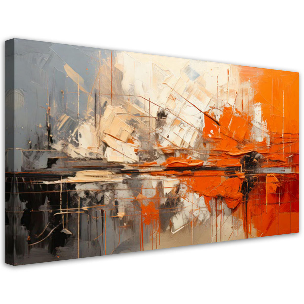 LEINWANDBILD Geometrische Abstraktion Orange 80x40cm - Orange, Textil (80/40cm) - Feeby