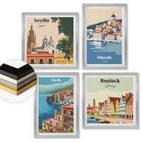 WANDBILDER 4er Set - 50x50 cm & 40x60 cm Silberner Rahmen - Landschaften europäischer Städte - Silberfarben, Kunststoff (50/50cm) - ArtPrintCave
