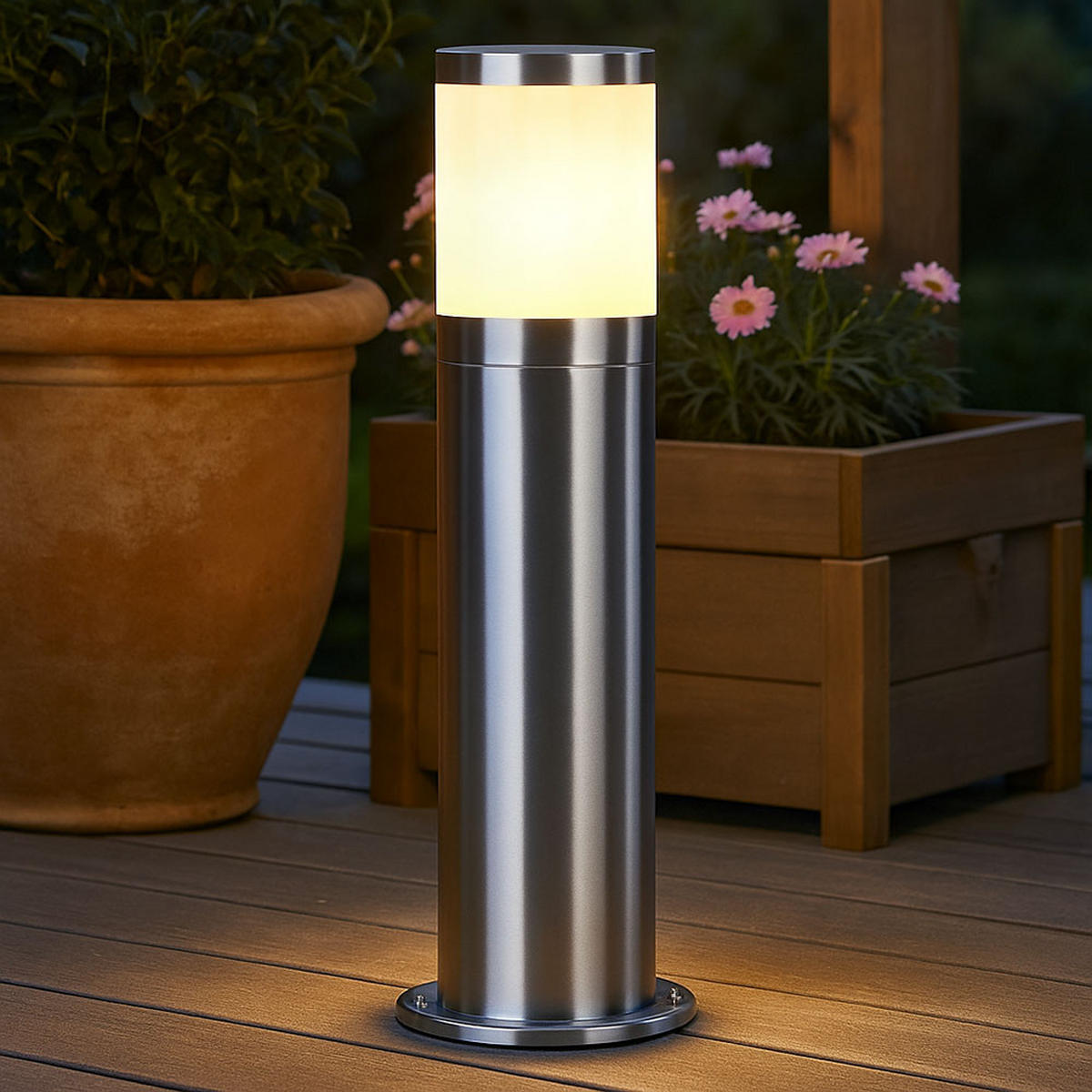 STEHLEUCHTE Edelstahl Silber opal - Silberfarben, Metall (10.2/10.2/50cm) - Globo Lighting