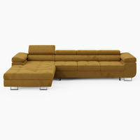 ECKSOFA VEMO CORE PLUS Links Gelb Velours-Stoff mit Schlaffunktion und Bettkasten - Gelb, Holz/Metall (350/205cm) - Barchello