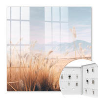 SCHLÜSSELBOX Weiß 30x30 cm – Türöffnung nach rechts - Graslandschaft - Beige, Metall (30/30/5cm) - TULUP