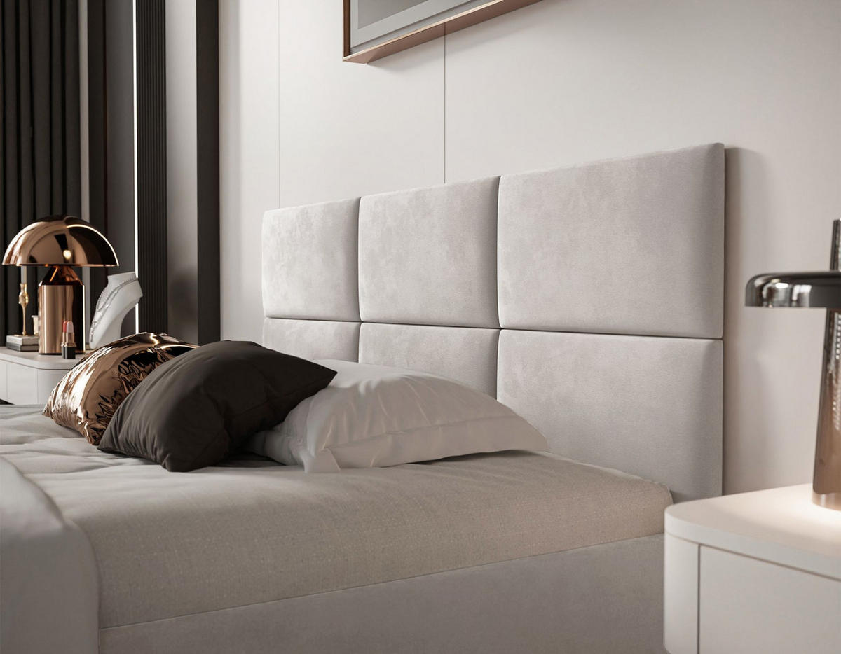 POLSTERBETT Nestio Hellbeige Samt 140x200 cm - Ecru, Kunststoff/Textil (140/200cm) - Selsey