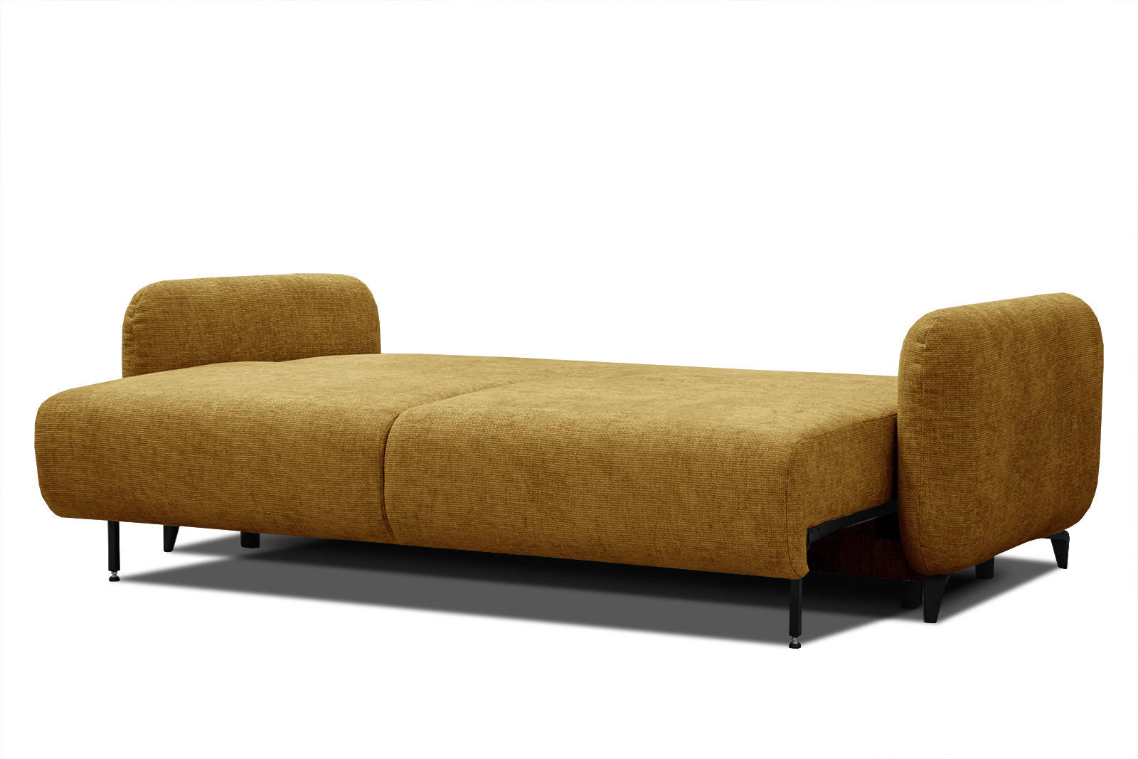 SOFA DRAKE 3-Sitzer mit Schlaffunktion, dunkelgelb - Dunkelgelb/Braun, Holz/Textil (232/90/107cm) - Courtois Laville